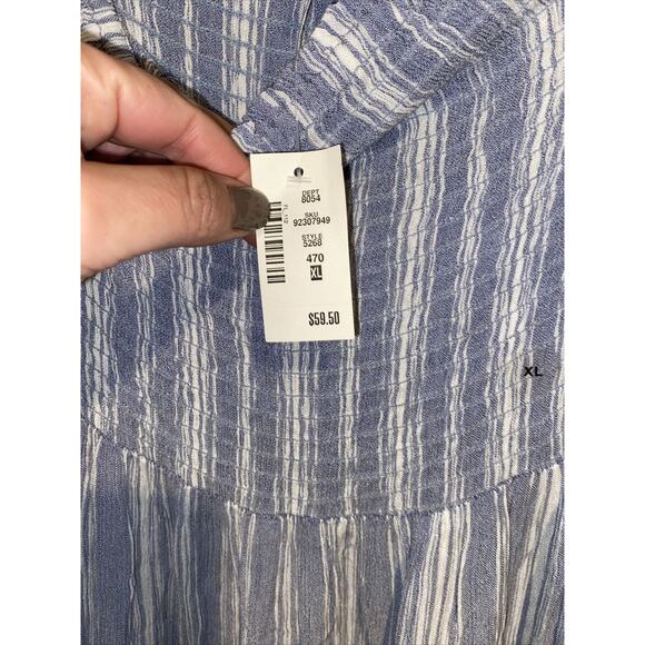 Aeropostale Blue White Striped Off Shoulder Smocked Stretch Top Dress Size XL - Picture 7 of 8